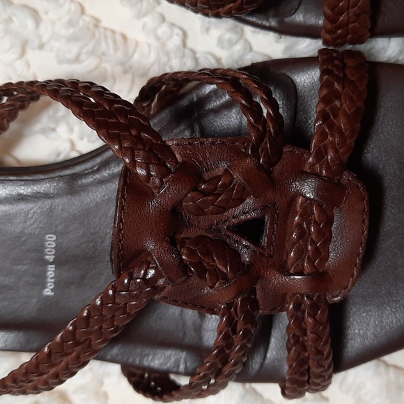 Nickels Woven leather strappy open back sandals,  size 6, brown. - Picture 5 of 8